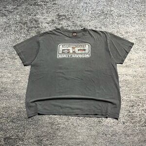 Vintage Harley Davidson T Shirt Mens 3XL Gray Faded Double Sided Biker